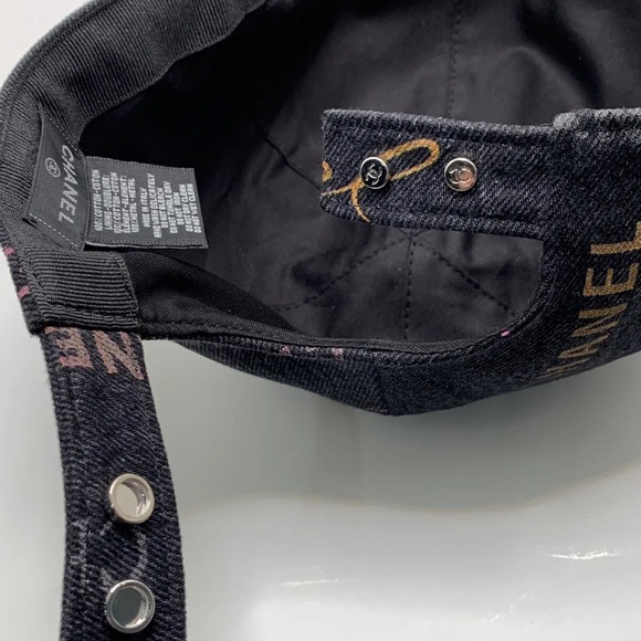 Authentic CHANEL Logo Black Denim Baseball Cap Hat Brand New - Picture 11 of 11